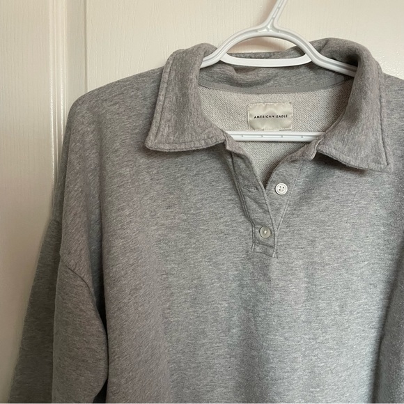Grey American Eagle Polo Sweatshirt - Picture 3 of 6